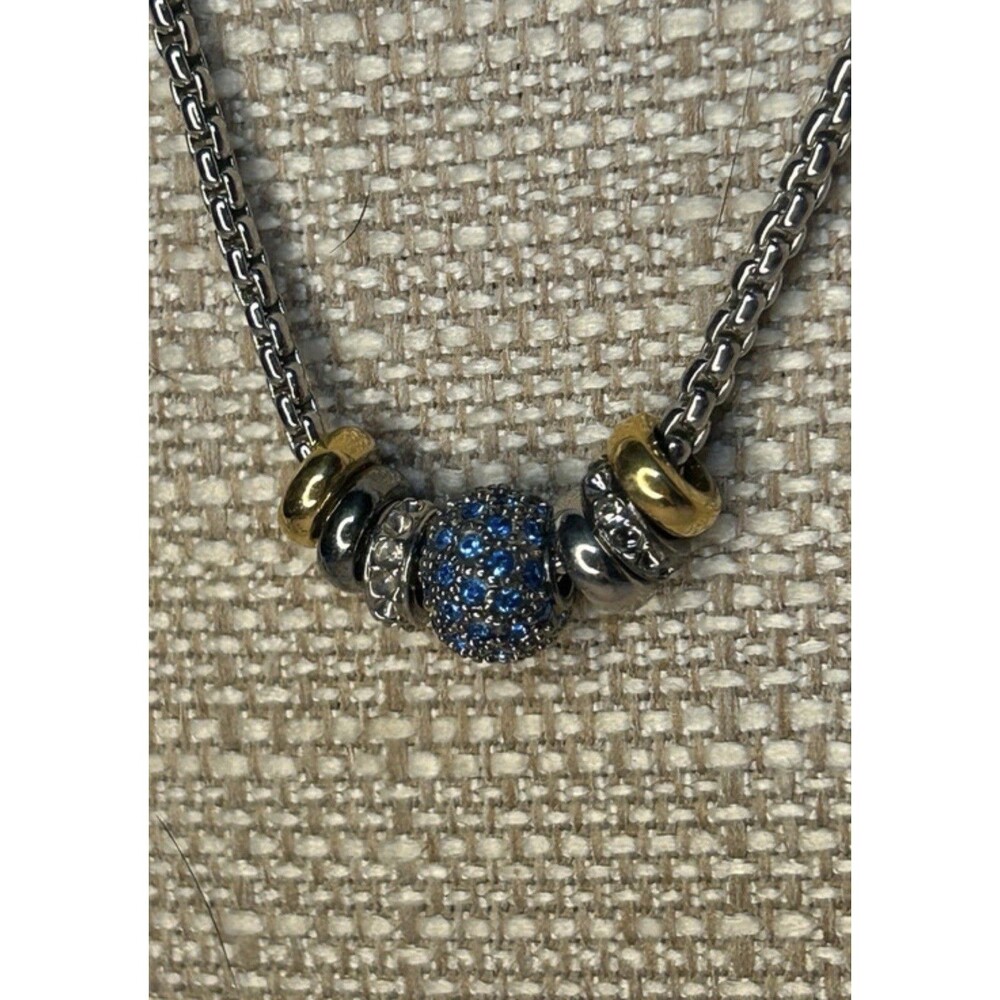 Flawed Touchstone Crystal by Swarovski Mixed Metal Slide Charm Necklace
